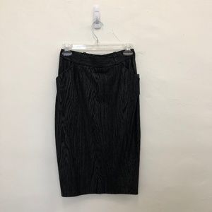 Lambskin Woodgrain Pencil Skirt